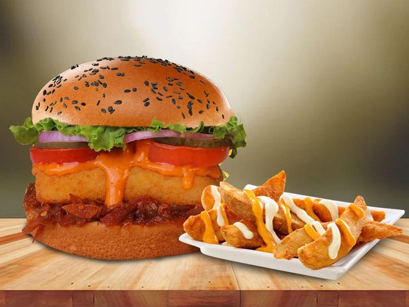 Paneer Burger + French Fries