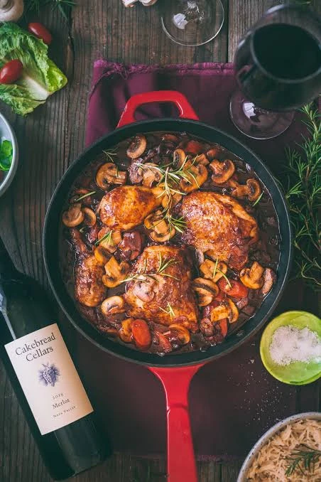Chicken In Red Wine Sauce