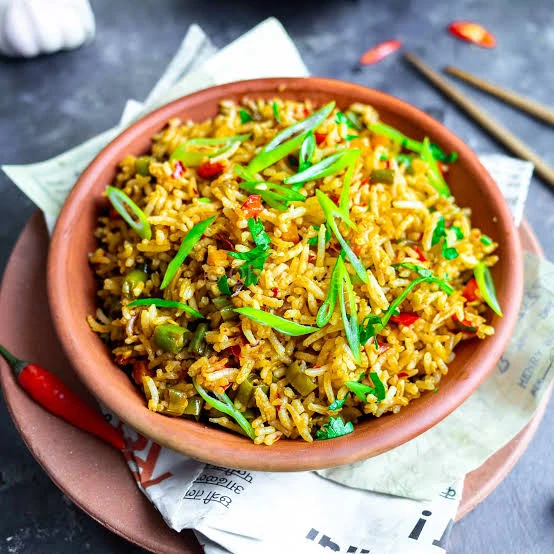 Chilly Garlic Chicken Fried Rice