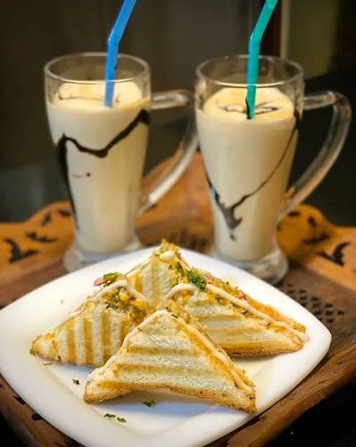 Veg Grilled Sandwich With Cold Coffee