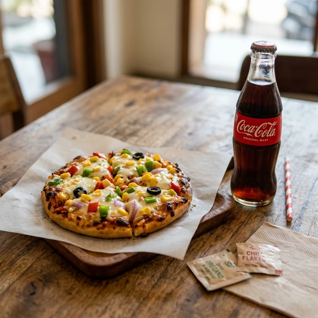 veg Pizza (mini) + Cold drink